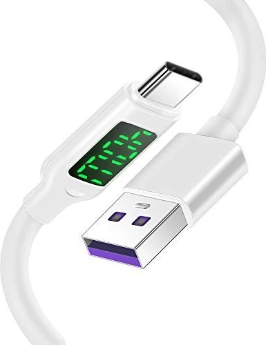 AICase 100W/5A USB C Kabel mit LED Ladeanzeige St/St 1.2m weiß