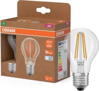 Osram LED SUPERSTAR+ CLASSIC A FIL 40 EECA 2.2W/840 E27, 2 Stück