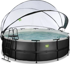 Exit Toys Black Leather Frame Pool mit Sandfilterpumpe und Abdeckung rund 450x122cm