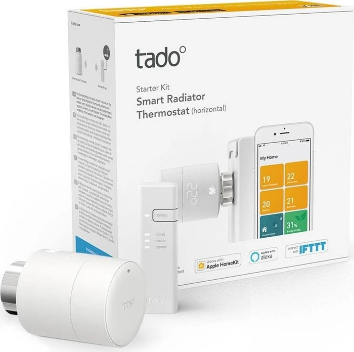 tado Smart Heizkörperthermostat Starter Kit V3+, horizontale Montage