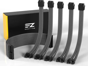 EZDIY-FAB Cable Extension Kit, 1x 24-Pin, 2x 4/8-Pin ATX, 3x 8-Pin PCIe, 18AWG, grau (DE2-GRAY 18AWG soft 6P-300)