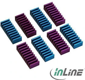 InLine RAM-Kühler selbstklebende Kühlrippen, 8 Stück, blau/violett