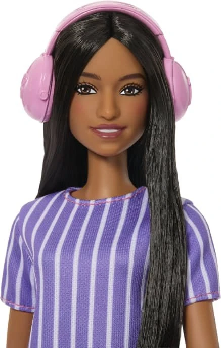 Mattel Barbie - Fashionistas Autistische Barbie in Lila Gestreiftem Kleid