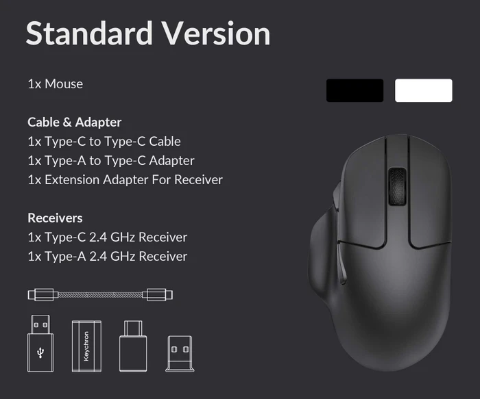 Keychron M7 Wireless Mouse weiß, USB/Bluetooth