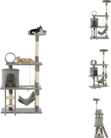 vidaXL Katzenbaum mit Sisal-Kratzsäulen, 140cm, beige/grau
