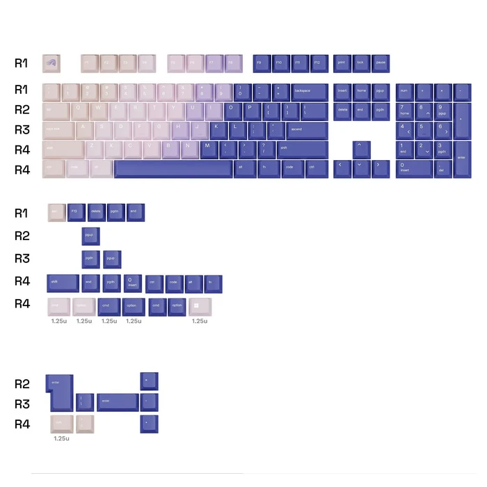 Glorious GPBT Gradient V2 Keycaps, Kunststoff (PBT), Purple Haze, violett, 135 Tasten, ANSI-US