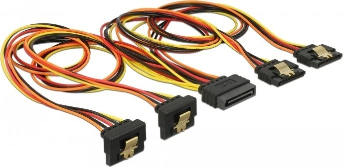 DeLOCK 15-Pin SATA Strom Stecker auf 4x 15-Pin SATA Strom Buchse, Adapterkabel, 2x gewinkelt, 50cm