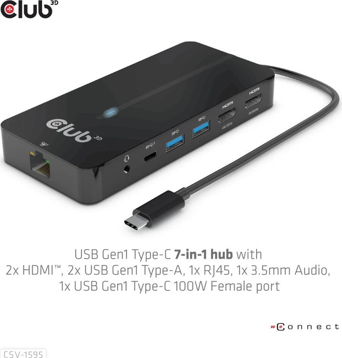 Club 3D 7in1 Hub, USB-C 3.0 [Stecker]