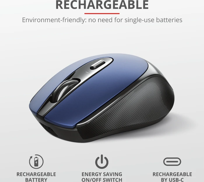 Trust Zaya Rechargeable Wireless Mouse blau/schwarz, USB