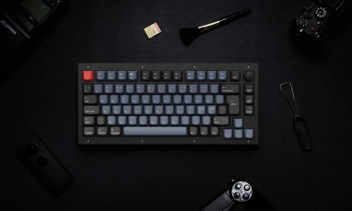 Keychron V1 Knob Version, Frosted Black, PBT, LEDs RGB, hot-swap, Keychron K Pro RED, USB, DE