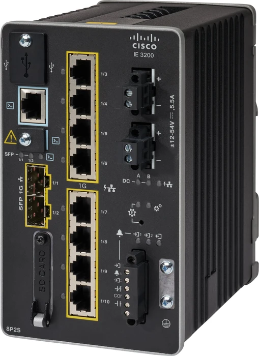 Cisco IE 3200 Network Essentials Industrial Railmount Gigabit Managed Switch, 8x RJ-45, 2x SFP, 240W PoE