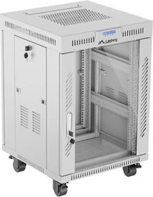 Lanberg 19" Rackschrank 15HE, LCD, freistehend, Flat Pack, V2, Glastür, IP20, RAL 7035, 600mm tief
