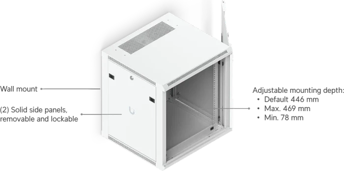 Ubiquiti 12U Rack Cabinet, 19" Wandgehäuse 12HE, Glastür, weiß, 560mm tief