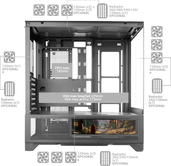 Mars Gaming MC-LCDX White, Glasfenster