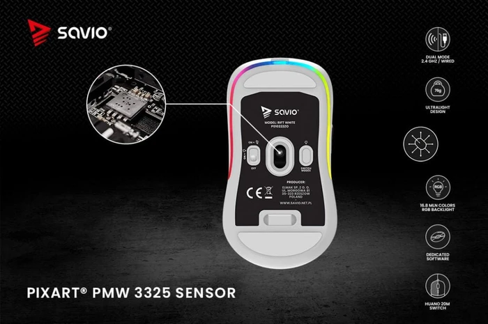 Savio Rift White Gaming Mouse weiß, USB