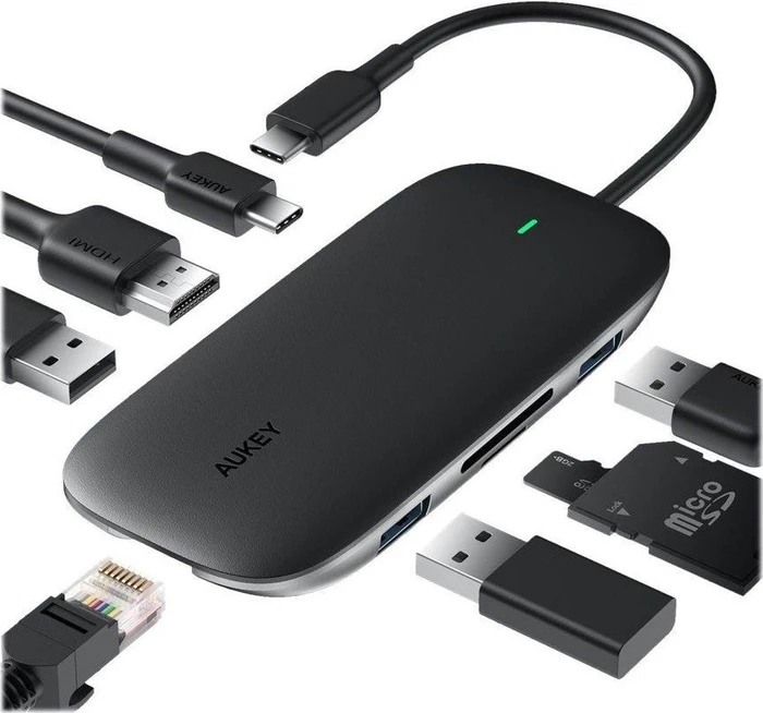 Aukey CB-C71 8 in 1, USB-C 3.0 [Stecker]