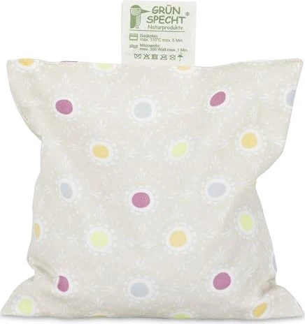 Grünspecht Kirschkern-Kissen 16 x 16cm Wärmekissen beige