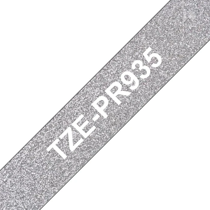 Brother TZe-PR935 Beschriftungsband, 12mm, weiß/Glitter silber