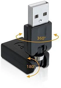 DeLOCK USB 2.0 Adapter, USB-A [Stecker] auf USB-A [Buchse], mit Drehgelenk