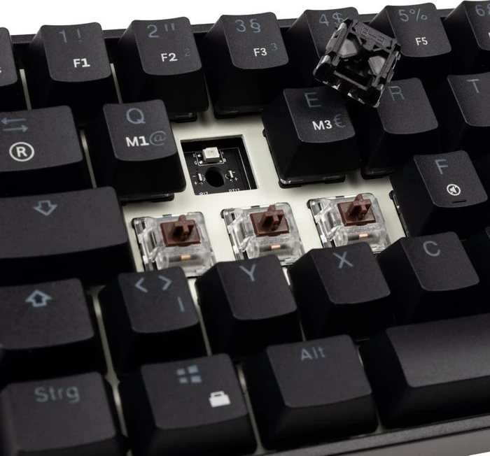 HK Gaming GK61, 60% Layout, LEDs RGB, Black, schwarz, Gateron Optical BROWN, USB, DE