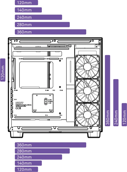 NZXT H9 Flow Black, schwarz, Glasfenster