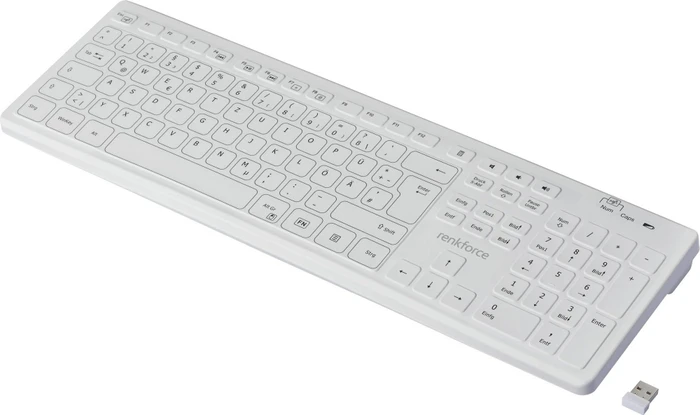 Renkforce RF-WRK-300 kabellose Hygiene-Tastatur, weiß, USB, DE