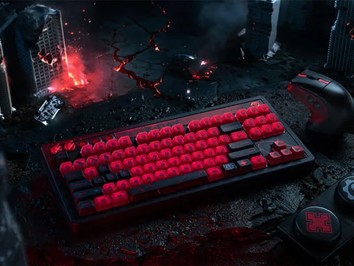 8BitDo Retro 87 Mechanical Keyboard - Gears of War E-Day Edition, Clear Blue, Cloud Gray Linear, USB/Bluetooth, US
