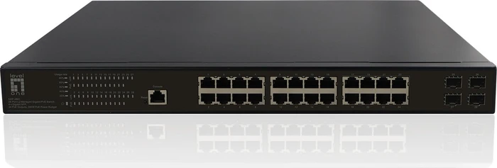 LevelOne GEP Rackmount Gigabit Managed Switch, 24x RJ-45, 4x SFP, 390W PoE+