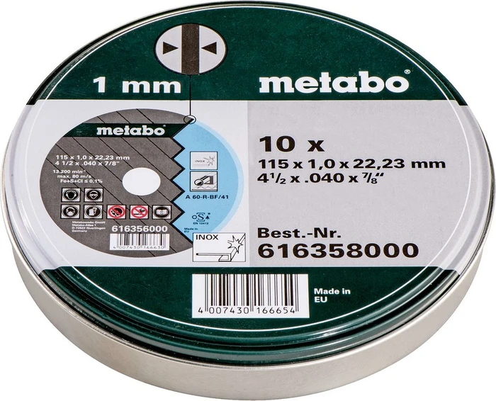 Metabo Inox TF 41 A 60-R Trennscheibe gerade, 115x1x22.23mm, 10 Stück