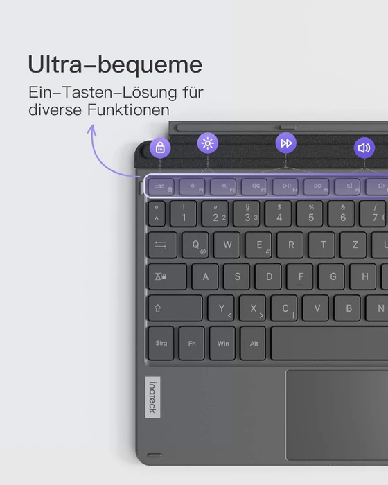 Inateck Bluetooth-Tastatur-Hülle für Surface Go 4/3/2/1, grau, DE