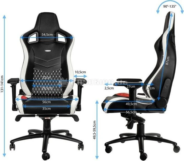 noblechairs Epic Echtleder Gamingstuhl, schwarz/weiß/rot