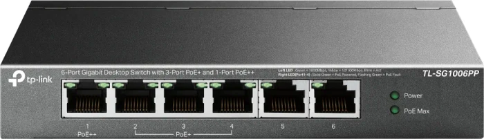 TP-Link TL-SG10 Desktop Gigabit Switch, 6x RJ-45, 64W PoE++