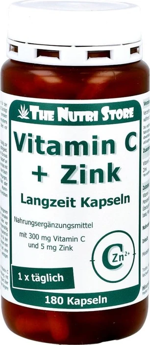 The Nutri Store Vitamin C 300 + Zink Langzeitkapseln, 180 Stück