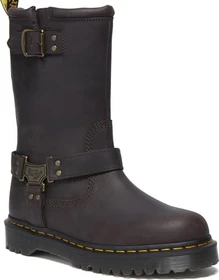 Dr. Martens Anistone Tall Leather Biker Boots dark brown