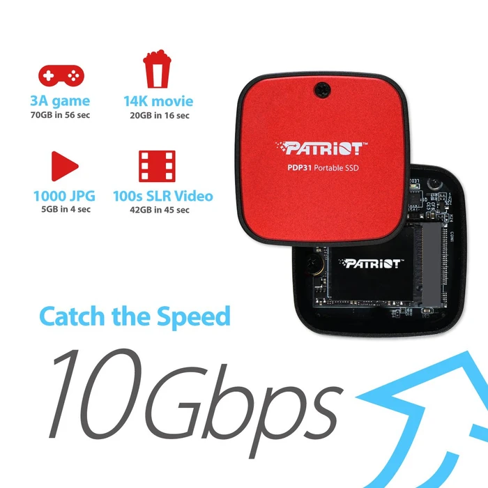 Patriot PDP31 Portable SSD, rot/schwarz, 2TB, USB-C 3.1