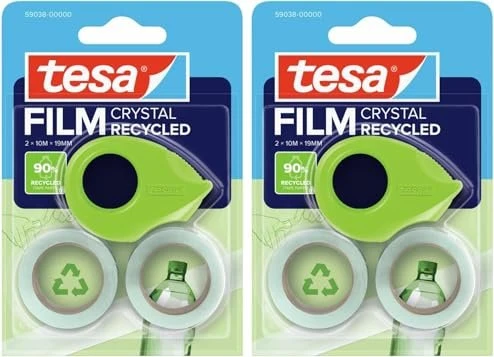 Tesa ECO & CRYSTAL, 2 Rollen 10mX19mm Blister,mit Abroller