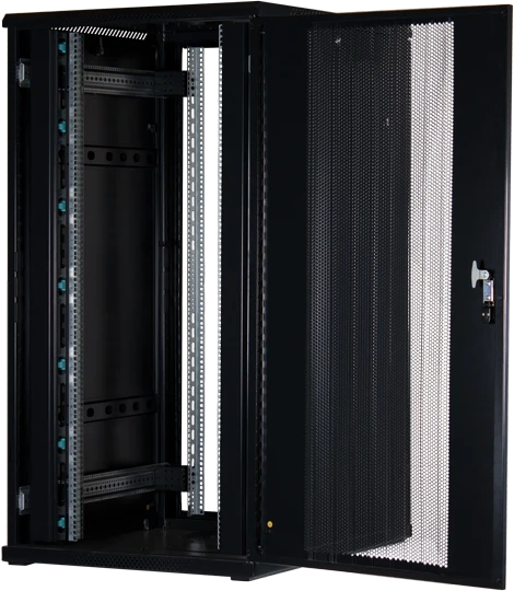 Rockstable 19" Serverschrank 32HE, Gitternetztür, IP2X, schwarz, 1000mm tief