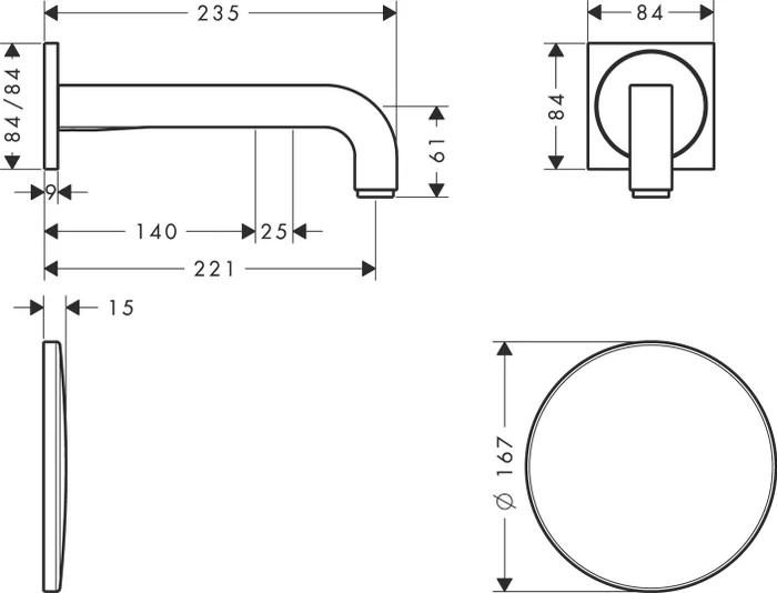 Hansgrohe Axor Citterio elektrische Waschbeckenarmatur 221 mit Temperaturvoreinstellung und Netzanschluss brushed brass