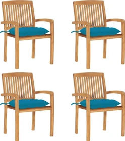 vidaXL Teak Stapelsessel hellblau, 4 Stück