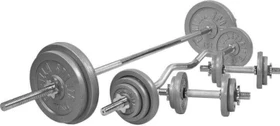 Gorilla Sports Hantelstangen Gusseisen Sternverschluss Set 108kg