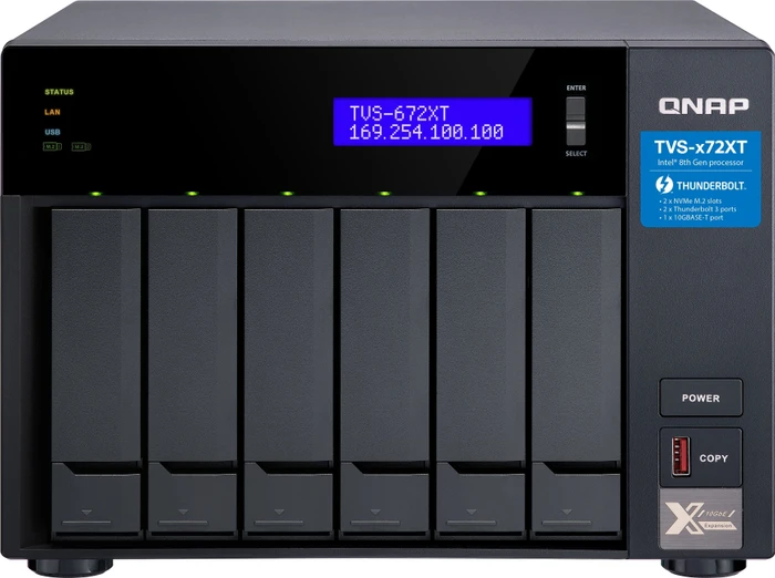QNAP QuTS hero TVS-672XT-i3-8G, 8GB RAM, 1x RJ-45 10GBase-T, 2x RJ-45 1000Base-T