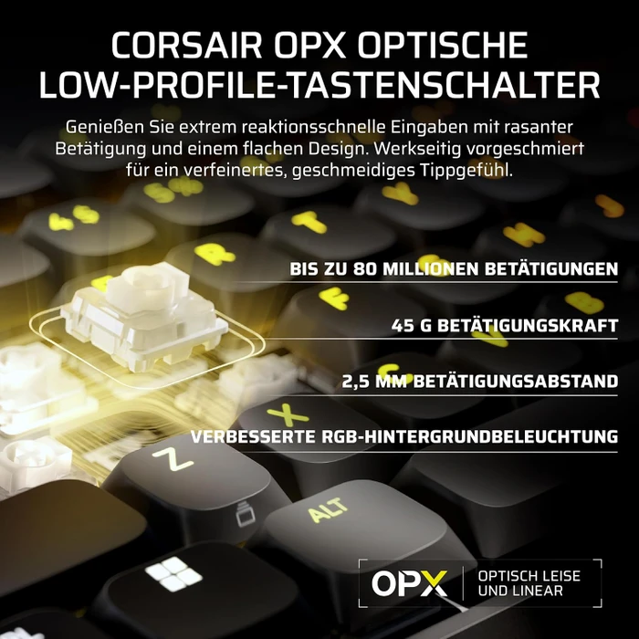 Corsair Vanguard Air 99 Wireless, schwarz, LEDs RGB, Corsair OPX Low-Profile, USB/Bluetooth, DE