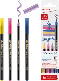 edding 1340 Pinselstift glitter blau/pink/violett/ocker, 4er-Set
