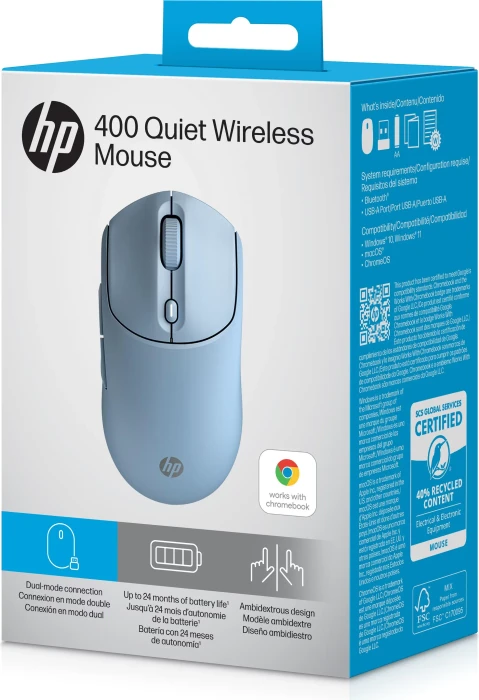 HP 400 Quiet Wireless Mouse, blau, USB/Bluetooth