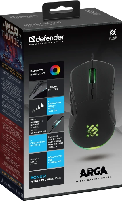Defender Arga GM-049 Wired Optical Mouse schwarz, USB