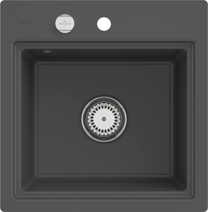 Villeroy & Boch Subway Style 50 S flat flächenbündig Becken mittig mit Ablauffernbedienung graphite