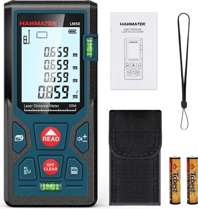 Hanmatek LM50 Batterie-Laser-Entfernungsmesser inkl. Tasche