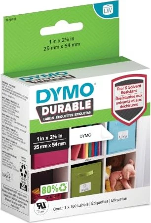 Dymo Hochleistungsetiketten LabelWriter, 25x54mm, wetterfest, weiß, 1er-Pack (160 Etiketten)