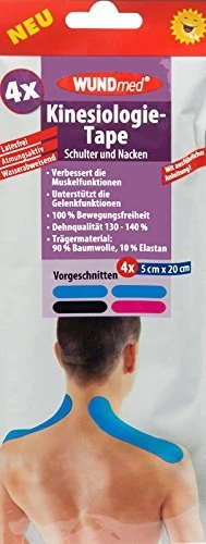 WUNDmed Kinesiologie Tape Schulter und Nacken 5x20cm blau, 4 Stück