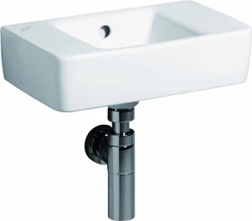 Geberit Renova Compact Handwaschbecken verkürzte Ausladung mit Ablagefläche 40cm, ohne Hahnloch, mit Überlauf, weiß/KeraTect